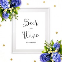 wedding photo -  Wedding Beer and Wine Sign-Chic Calligraphy Wedding Bar Sign-Printable Wedding Drink Sign-Rustic Wedding Decor- Wedding Alcohol Bar Sign