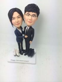 wedding photo - Ski Valentine Gift Personalized Bobble Head Clay Figurines Based on Customers' Photo Using As Wedding Cake Topper Valenitne Cake Topper Gift