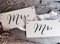 wedding photo - Mr Mrs Signs, Wedding Signs, Kraft Wedding Signs, Rustic Wedding Signs, Wedding Chair Signs, Mr Mrs, Chair Signs