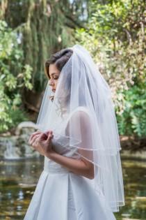 wedding photo - Two Tier Waist Length Beaded Veil