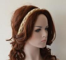 wedding photo - Pearl Bridal Headband, Wedding Pearl  Headband, Gold Rhinestone and Pearl Headband, Bridal Hair Accessories, Wedding Hair Accessories