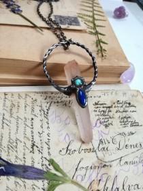 wedding photo - Lapis Labradorite Raw LEMURIAN, CRYSTAL Quartz Necklace, boho necklace, Rustc jewelry vintage necklaces, soldered necklace, one of a kind
