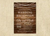 wedding photo - Wedding Reception Invitation. Rustic Wedding Reception Invitation. Custom Invitation. Light Bulb Invites. Wooden.