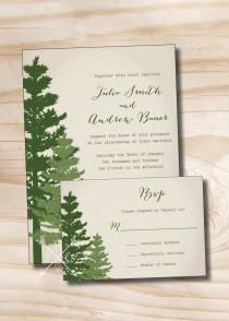 wedding photo - RUSTIC PINE TREE Wedding Invitation and Response Card Invitation Suite