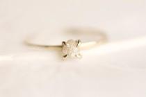 wedding photo - Rough Diamond Engagement Ring. Raw Diamond Ring. White Diamond Ring. Raw White Diamond Ring. Rose Gold Diamond Engagement Ring.