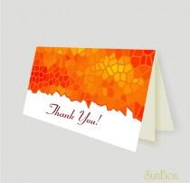 wedding photo - Thank You Card PDF File. Printable DIY Orange, Yellow And White Note Card. Autumn Colors. Stained Glass Illustration