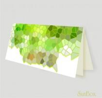 wedding photo - Printable DIY Pastel Green Beige And White Note Card PDF File  Spring Colors Stained Glass Illustration