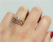 wedding photo - Unique Round Pink 6mm Morganite Ring,Half Eternity Diamonds Band in 14K Rose Gold/Wedding&Engagement Ring/Anniversary Ring/Promise Ring