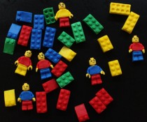 wedding photo - lego cake topper 30pcs lego cupcake toppers edible fondant topper (6men and 24blocks) assorted sizes and colors