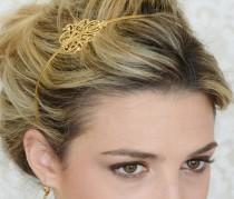 wedding photo - Bridal Hair Accessories - Gold Bridal Hair Band - Gold Filigree Hair Band - Wedding Hair Accessory - Wedding Hair Band