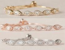 wedding photo - Flower girl Bracelet, Rose Gold Child's Jewelry, Gold, Dainty Marquise Wedding Bracelet, Wedding Jewelry, Ella Crystal Bracelet