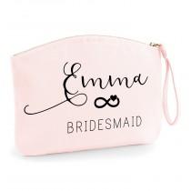 wedding photo - Personalised Beautiful Infinity Organic Spring Wristlet Bridesmaid Makeup Bag - Wedding cosmetic bag - Gifts for the Bride - Accessory Bag