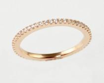wedding photo - Rose Gold Wedding Band, Sterling Silver, Full Eternity band ring, Engagement Ring, Thin CZ ring band, Micro Pave Ring, Matching band