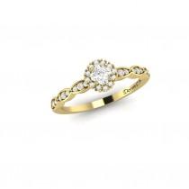 wedding photo - Mini Vintage Floral diamond Engagement Ring in 14k White Gold Scalloped Diamond Wedding Band 3.5x3.5mm Cushion diamond, Engagement Ring