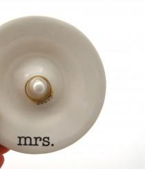 wedding photo - Mrs wedding ring holder , ceramic ring dish , great gift for bride
