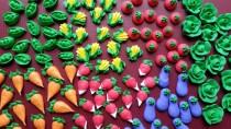 wedding photo - Mini royal icing garden veggies -- Edible cake decorations cupcake toppers (28 pieces)
