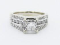 wedding photo - APPRAISED Estate Princess Cut Diamond Bridge Engagement Ring 14k White Gold- 1.00ctw/ Bride, Bridal, Wedding