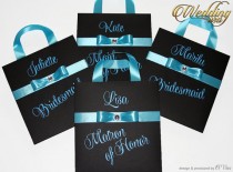 wedding photo -  Luxury Personalized Bags Matron of Honor Gift Bags with Blue ribbone Custom Bridesmaid Bachelorette bags Bridal favors Bridal Shower gifts