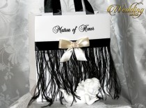 wedding photo - Elegant Black and White Bride's Gift bags - Bachelorette bags - Bridal Party Gift Bag with name - Bridal Shower gifts - Wedding Hotel bags
