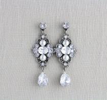 wedding photo - Crystal bridal earrings, Wedding earrings, Swarovski wedding earrings, Vintage style earrings, Swarovski crystal earrings, Antique  ASHLYN