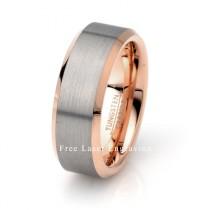wedding photo - Rose Gold plated Tungsten Ring, Mens Wedding Band, Brushed Tungsten Ring, Polished Edge, Rose Gold Band, 8mm Tungsten Ring, Tungsten Ring