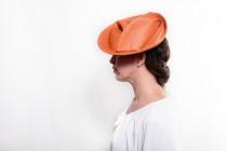 wedding photo - Robertson - Orange fascinator, orange ascot hat, floral wedding fascinator hat, derby hats women, wedding hat, kentucky derby, headpiece