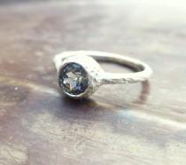wedding photo - Spinel ring. Blue spinel ring. 14k white gold spinel ring. Textured  spinel ring. Ready to ship. Spinel promise ring.