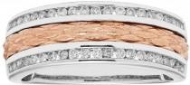 wedding photo - Two Tone 14k Gold 1/3 Carat T.W. Diamond Textured Wedding Ring