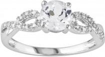 wedding photo - 10k White Gold 1/10 Carat T.W. Diamond & Lab-Created White Sapphire Twist Wedding Ring