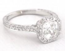 wedding photo - Asscher cut diamond bezel engagement ring 1.75ctw