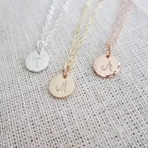 wedding photo - Rose gold initial necklace, pink gold filled necklace, sterling silver initial, tiny initial necklace, single initial, personalized necklace