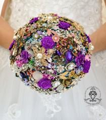 wedding photo - Wedding bouquet, Bridal bouquet, jewel bouquet, Purple bouquet, princess jewel bouquet, Broach bouquet, Bridal bouquet, crystal bouquet
