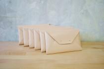 wedding photo - Set of nude bridesmaids leather clutches / Nude envelope clutch bag / Leather bag / Genuine leather / Bridal clutch / Bridesmaid gift