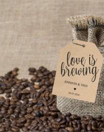 wedding photo - Love is brewing tag, wedding favor tags, gift label printable template, wedding favor label template, favor tags, instant PDF, editable text