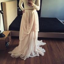 wedding photo - JoJo-Custom wedding skirt-Chiffon wedding skirt-Blush wedding skirt-nude bridal skirt-wedding skirt