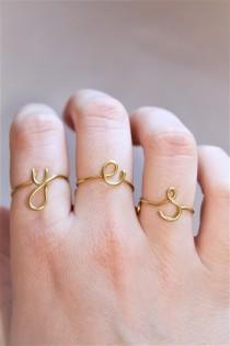 wedding photo - Lowercase Gold Initial Ring, Personalized Gifts, Personalized Initial Ring, Gold Name Ring, Rose Gold Initial, Silver Initial Ring