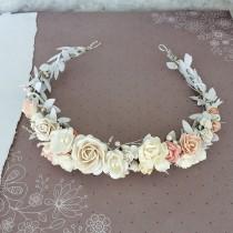 wedding photo - Bridal floral crown, Blush pink crown, Bridal headband, flowergirl crown, bridal floral crown, woodland halo, bridal wreath, flower crown