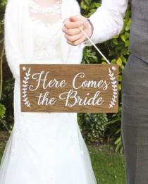 wedding photo - Here Comes The Bride Sign, Rustic Wooden Wedding Signs,  Wedding Decor, Boho Wedding, Photo Prop Signs, Bridal Gift. Flower Girl Sign