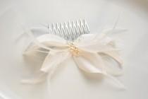 wedding photo - Bridal Silk Dupion Headpiece, Ivory Silk Flower Comb, Silk Headpiece, Floral Hair Comb