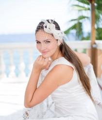 wedding photo - Bridal millinery headpiece with feathers, wedding feather fascinator