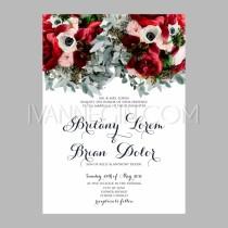 wedding photo - Peony wedding invitation printable template with floral wreath or bouquet of rose flower and daisy - Unique vector illustrations, christmas cards, wedding invitations, images and photos by Ivan Negin