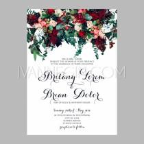 wedding photo - Peony wedding invitation printable template with floral wreath or bouquet of rose flower and daisy - Unique vector illustrations, christmas cards, wedding invitations, images and photos by Ivan Negin