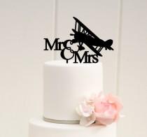 wedding photo - Original Airplane Wedding Cake Topper Mr and Mrs Biplane Cake Topper