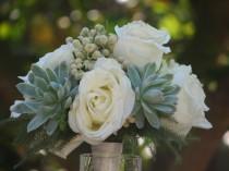 wedding photo - Succulent and Flowers Wedding Bouquete