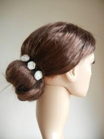 wedding photo - Flower Hair Pins, Pearl Hair Pins, Bridal Hair Pins, Chiffon Hair Pins, Hair Accessory, Ivory Hair Pins, Cream Hair Pins.