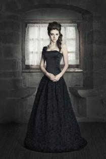wedding photo - DISCOUNTED PRICE! Fantasy Wedding Gown - Tulle long skirt and satin corset - Corset Wedding Dress - Black wedding gown Gothic- Dark princess