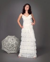 wedding photo - Exclusive crochet wedding dress with ruffles - the finished product in a single original