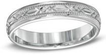wedding photo - Ladies' 4.0mm Diamond-Cut Comfort Fit Wedding Band in Sterling Silver