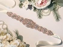 wedding photo - Rose Gold Bridal Belt - Rose Gold Wedding Belt - Wedding Dresss Sash - Rose Gold Bridal Sash - Crystal Belt - Crystal Headband