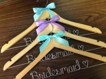wedding photo - Priority shipping, Wedding hanger, wedding photos, bridal, Wire hanger with ribbon, name hanger, bridal hanger, bridesmaid hanger, hanger,